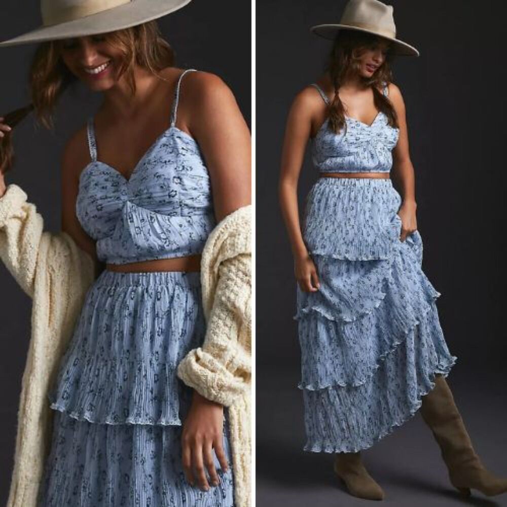 NWT Anthropologie x Let Me Be Top & Tiered Skirt Set | XXS